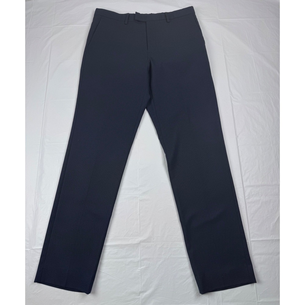 Banana Republic Mens Standard Fit Dress Pants Navy Blue Textured 30x32